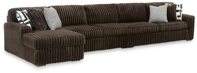 Midnight-Madness 3-Piece Sectional with LAF Chaise  in Chocolate Velvet