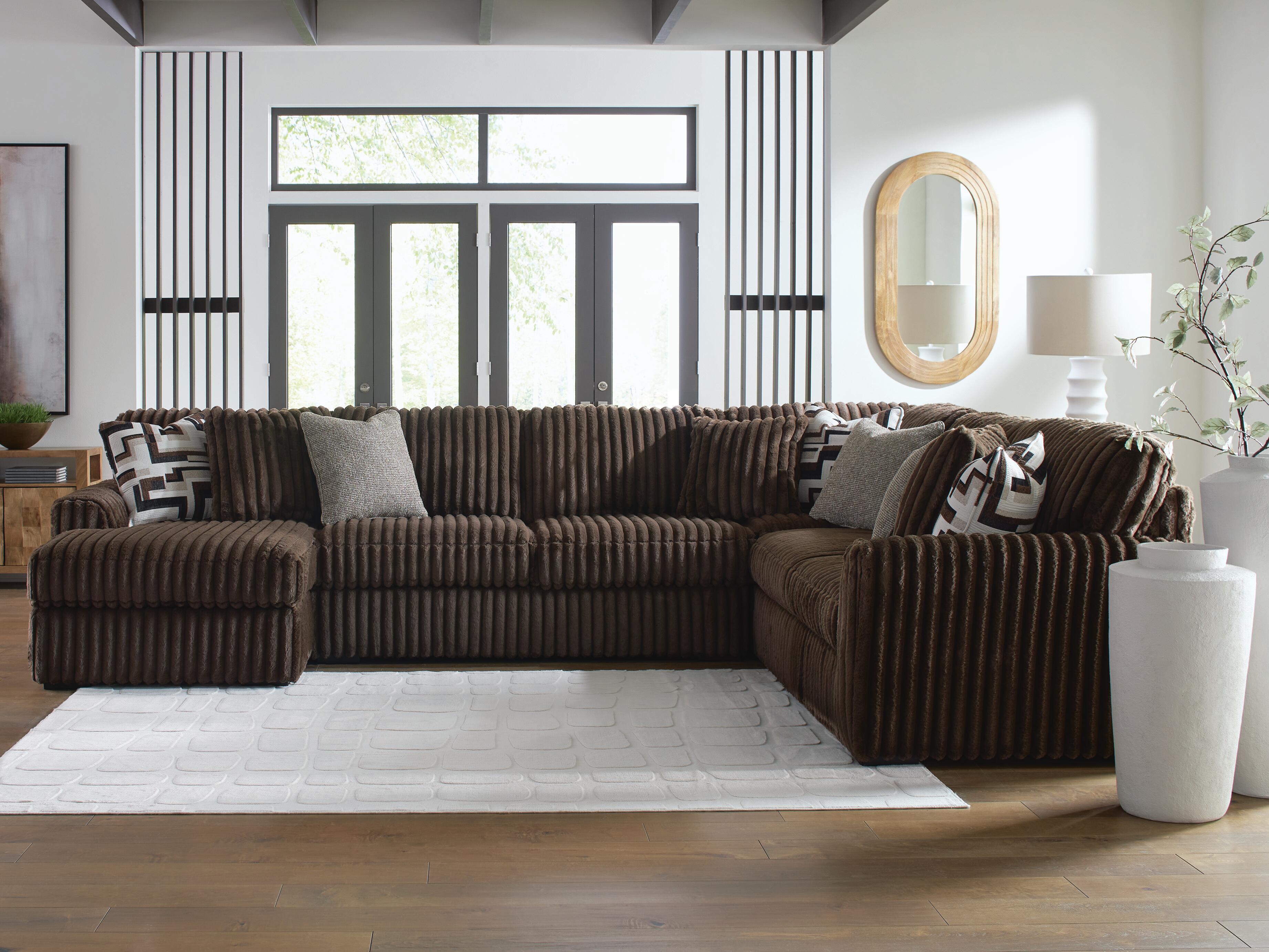 Midnight-Madness 4-Piece Sectional with LAF Chaise in Chocolate Velvet