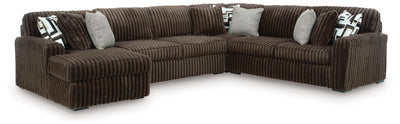 Midnight-Madness 4-Piece Sectional with LAF Chaise in Chocolate Velvet