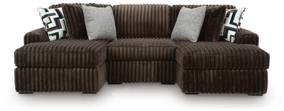 Midnight-Madness 3-Piece Sectional with Double Chaise  in Chocolate
