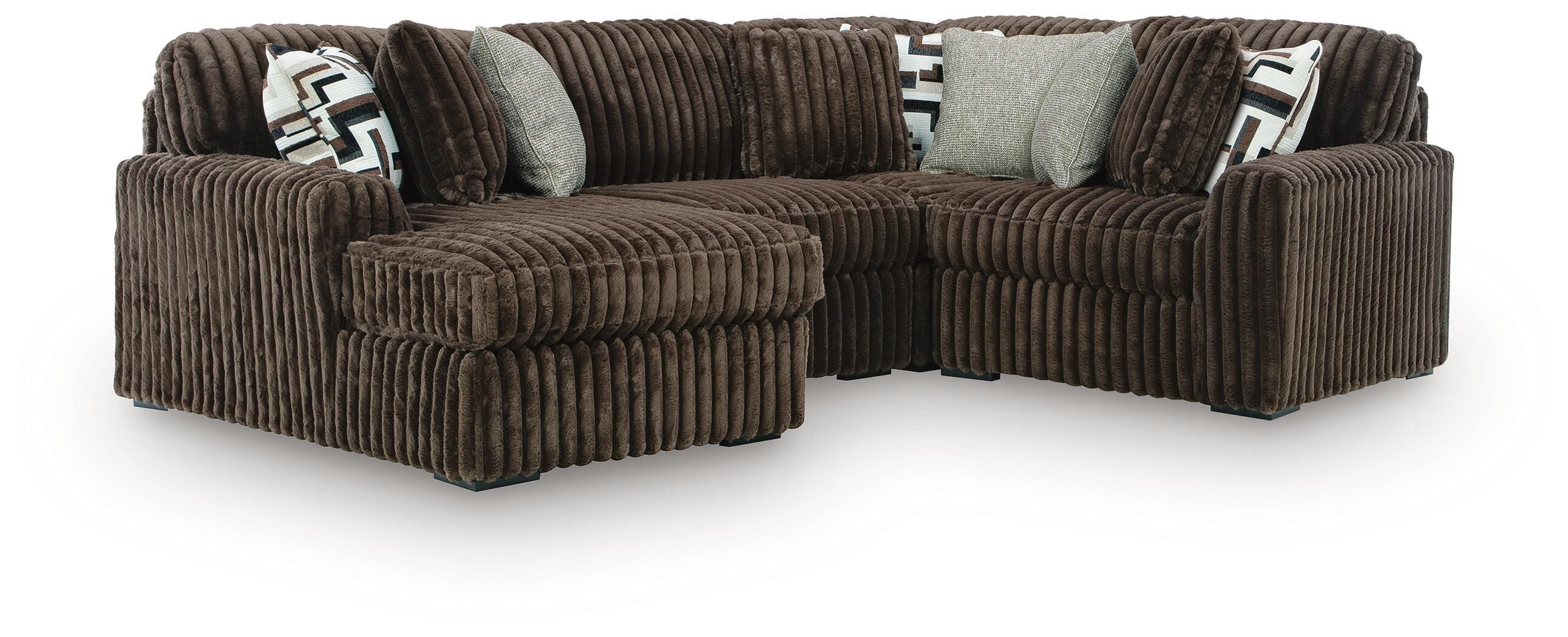 Midnight-Madness 4-Piece LAF Chaise Sectional in Chocolate