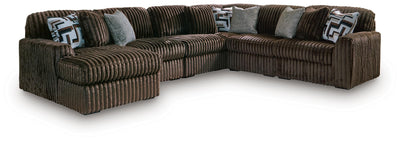 Midnight-Madness 6-Piece LAF Chaise Sectional in Chocolate