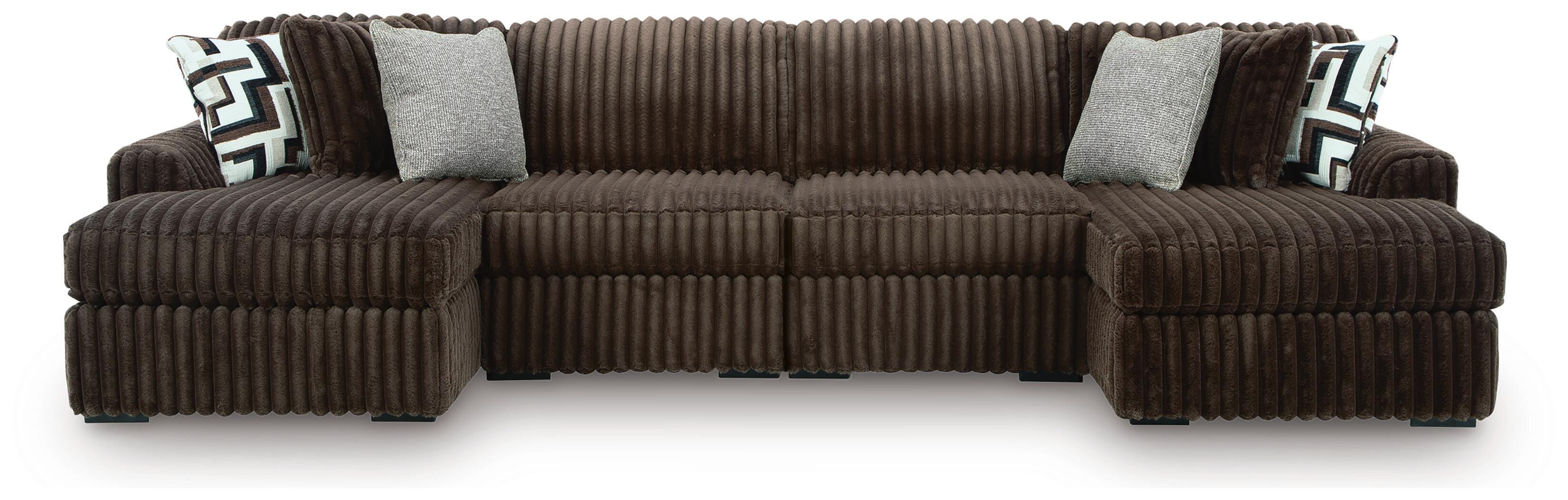 Midnight-Madness 4-Piece Double Chaise Sectional in Chocolate