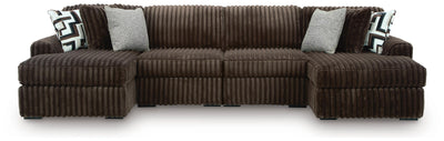 Midnight-Madness 4-Piece Double Chaise Sectional in Chocolate