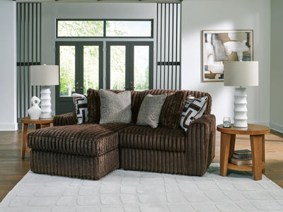 Midnight-Madness 2-Piece LAF Chaise Sectional in Chocolate