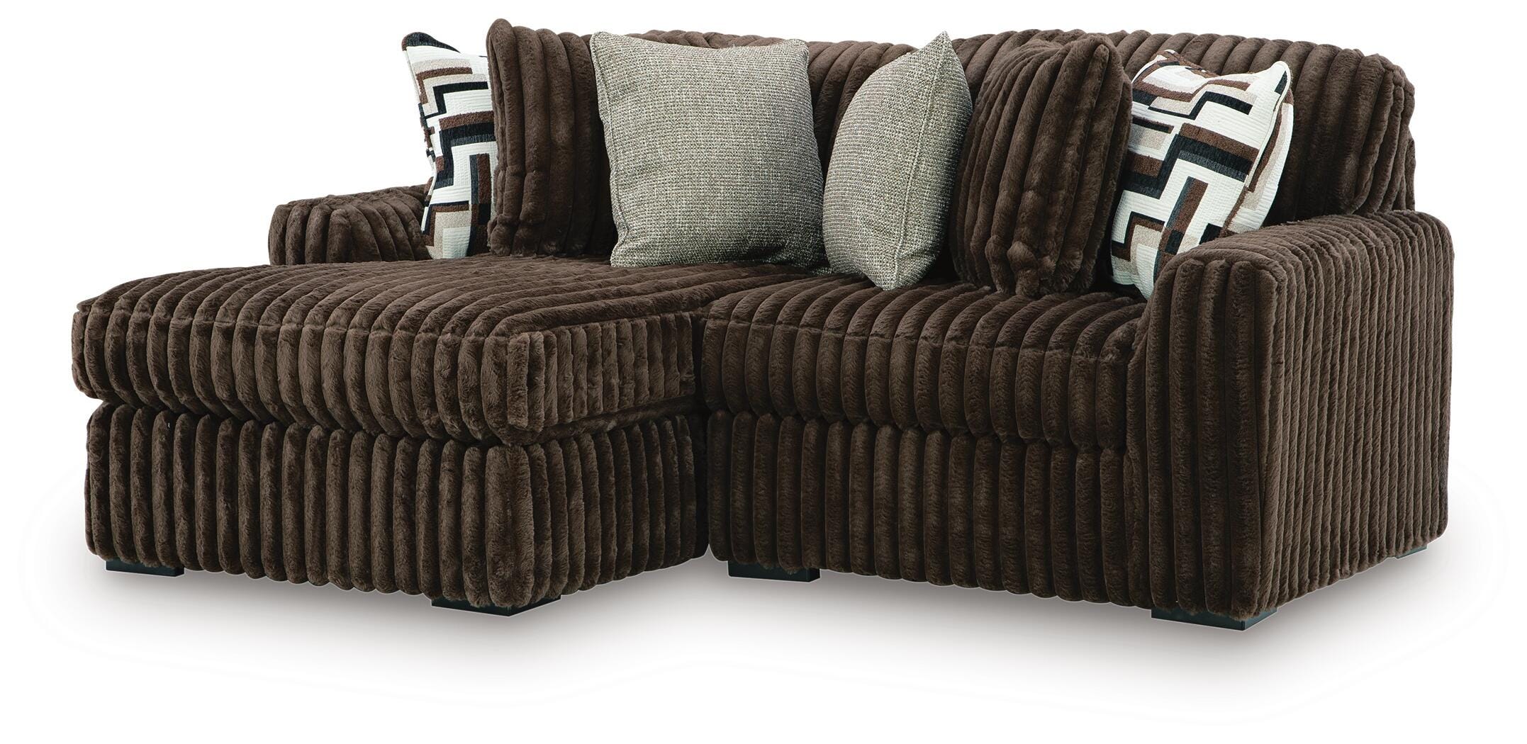 Midnight-Madness 2-Piece LAF Chaise Sectional in Chocolate