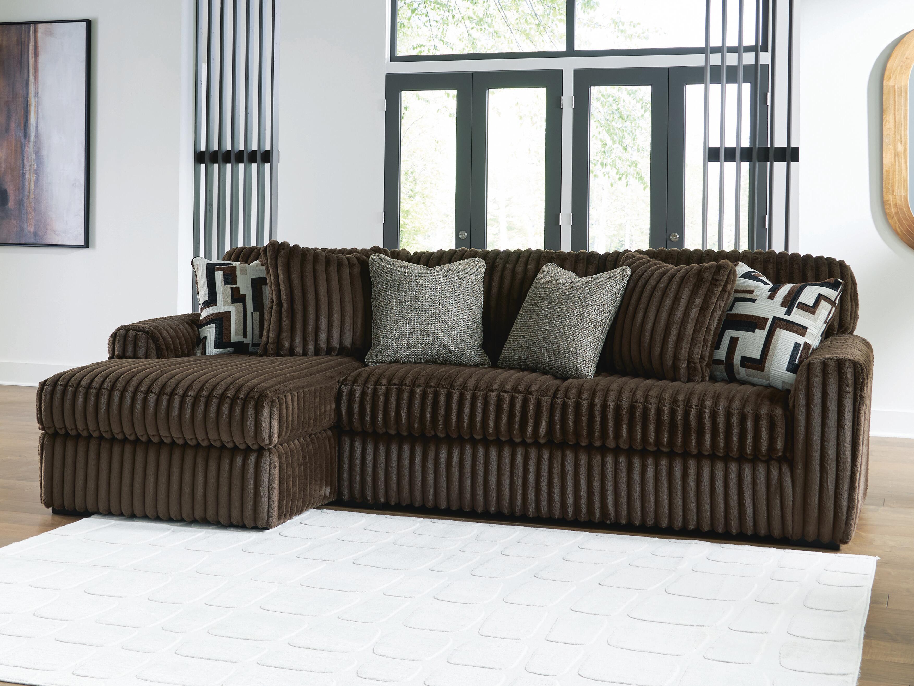 Midnight-Madness 2-Piece LAF Chaise Sectional Sofa in Chocolate Velvet