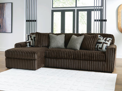 Midnight-Madness 2-Piece LAF Chaise Sectional Sofa in Chocolate Velvet