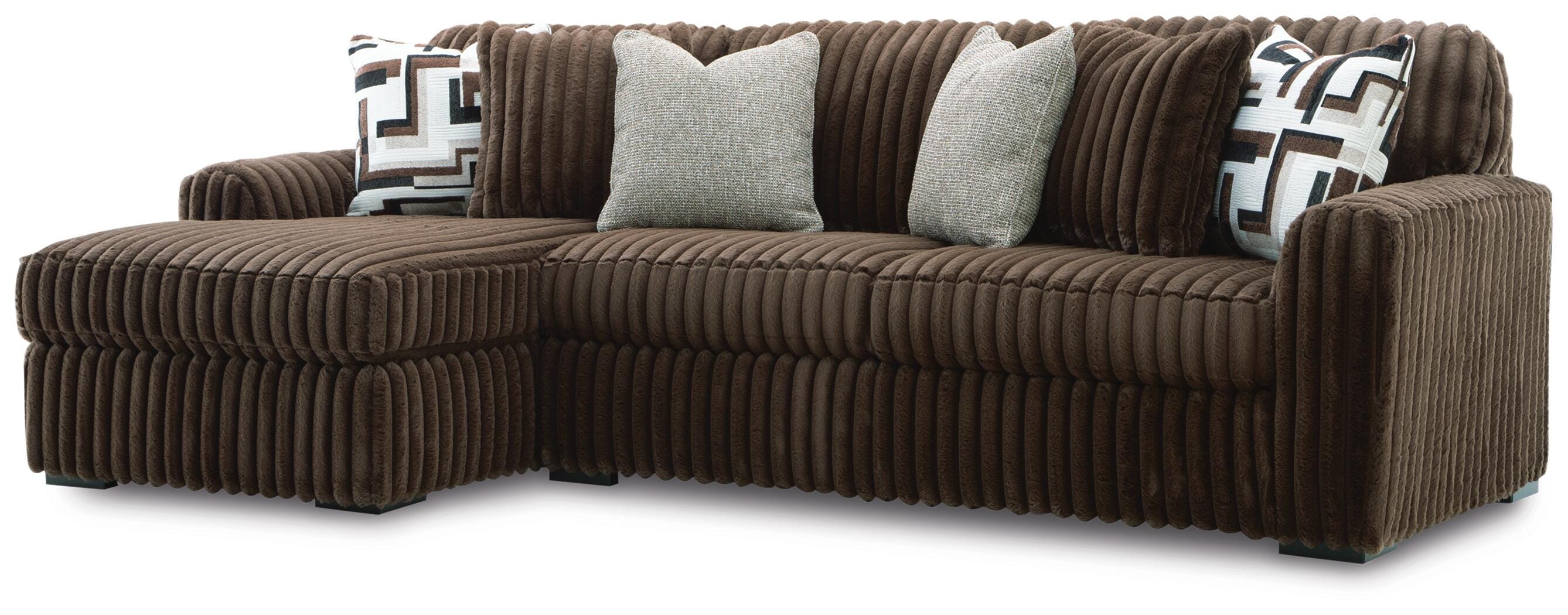 Midnight-Madness 2-Piece LAF Chaise Sectional Sofa in Chocolate Velvet