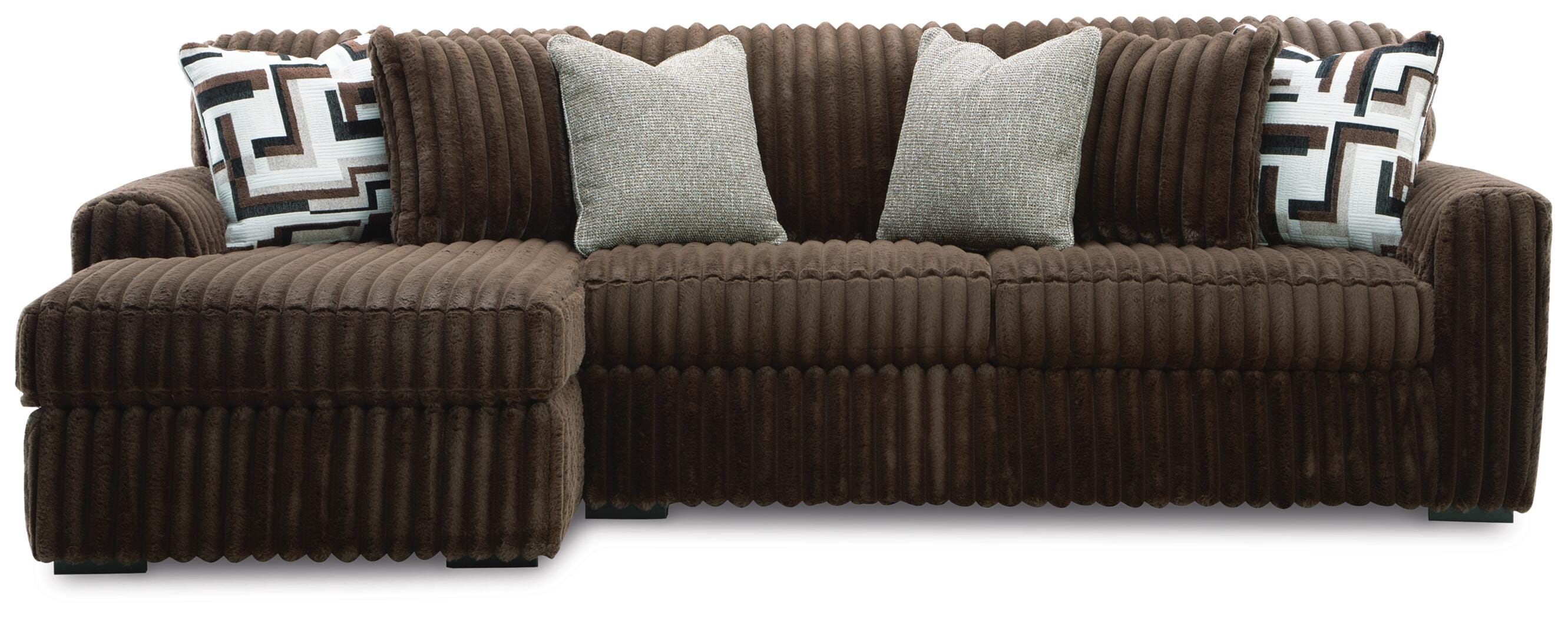 Midnight-Madness 2-Piece LAF Chaise Sectional Sofa in Chocolate Velvet