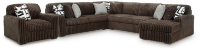 Midnight-Madness 4-Piece Sectional and Oversized Chair in Chocolate