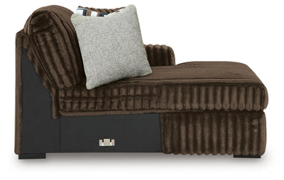 Midnight-Madness 4-Piece Sectional with Chaise, Oversized Chair and Ottoman in Chocolate