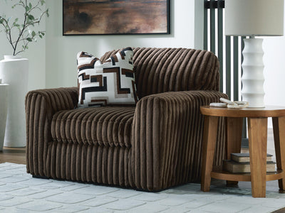Midnight-Madness 4-Piece Sectional and Oversized Chair in Chocolate