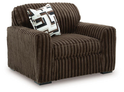 Midnight-Madness 4-Piece Sectional and Oversized Chair in Chocolate