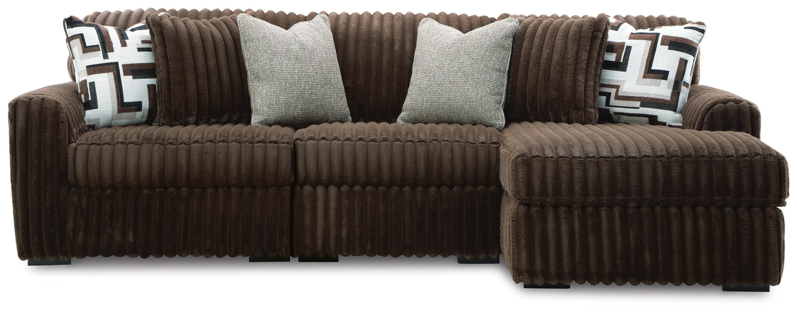 Midnight-Madness 3-Piece RAF Chaise Sectional in Chocolate