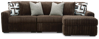 Midnight-Madness 3-Piece RAF Chaise Sectional in Chocolate