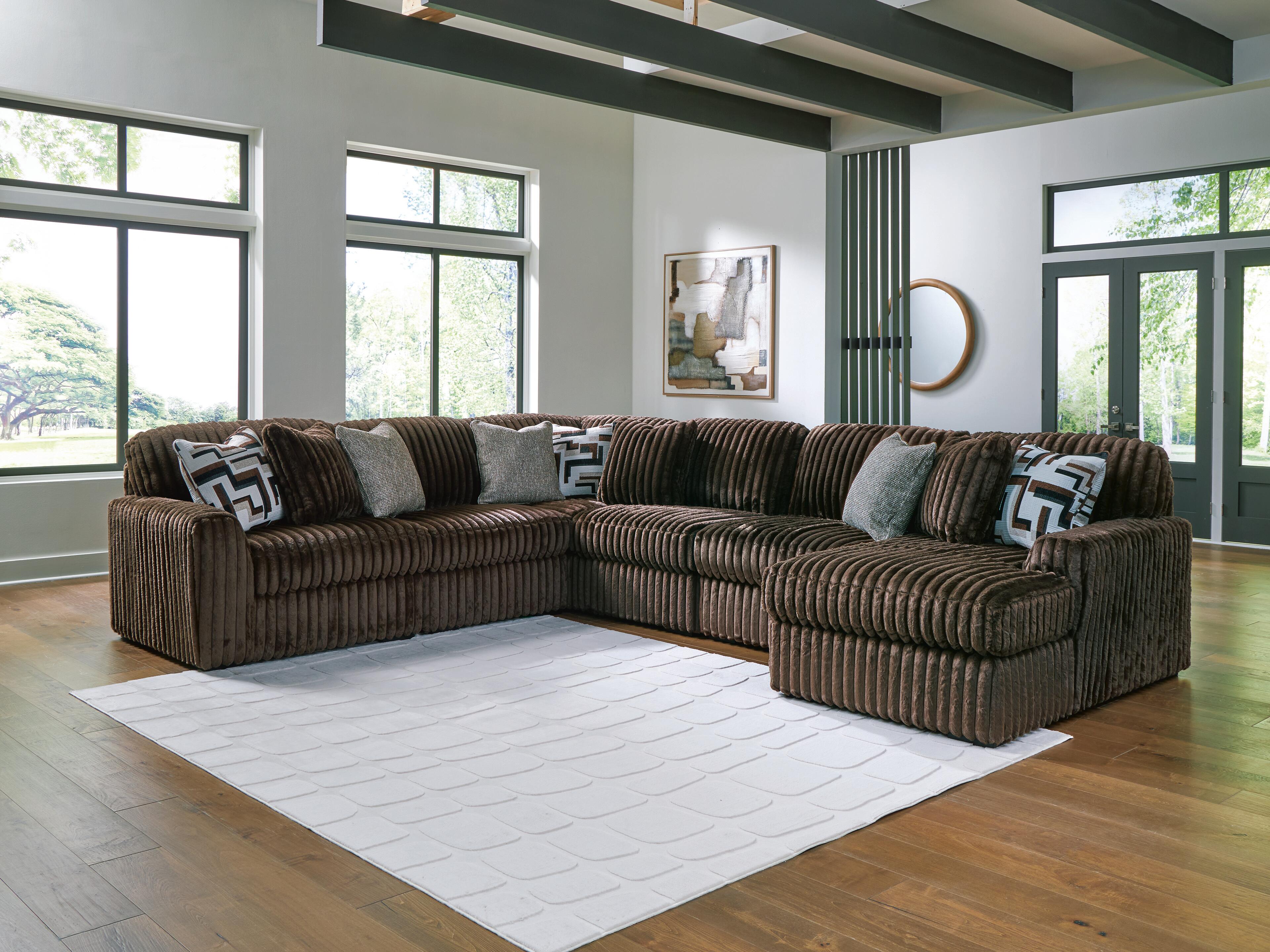 Midnight-Madness 6-Piece RAF Chaise Sectional in Chocolate