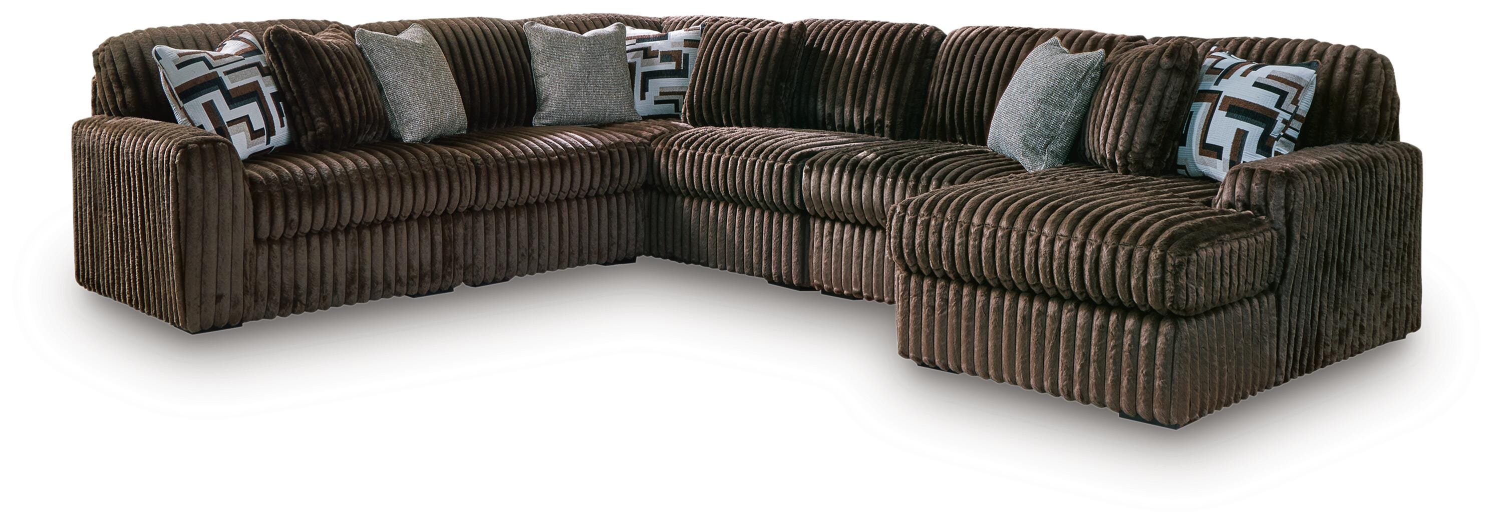 Midnight-Madness 6-Piece RAF Chaise Sectional in Chocolate
