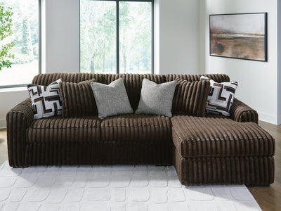 Midnight-Madness 2-Piece RAF Chaise Sectional Sofa in Chocolate Velvet