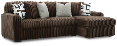 Midnight-Madness 2-Piece RAF Chaise Sectional Sofa in Chocolate Velvet