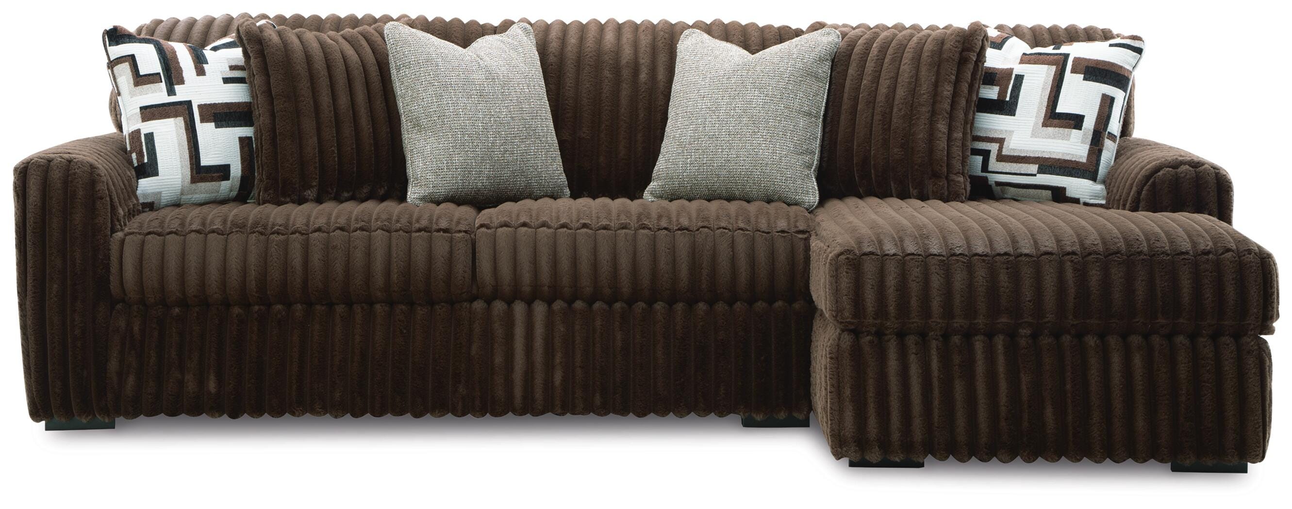 Midnight-Madness 2-Piece RAF Chaise Sectional Sofa in Chocolate Velvet