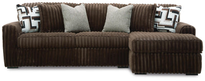 Midnight-Madness 2-Piece RAF Chaise Sectional Sofa in Chocolate Velvet