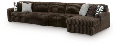 Midnight-Madness 3-Piece Sectional with RAF Chaise in Chocolate Velvet