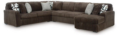 Midnight-Madness 4-Piece Sectional with RAF Chaise in Chocolate Velvet