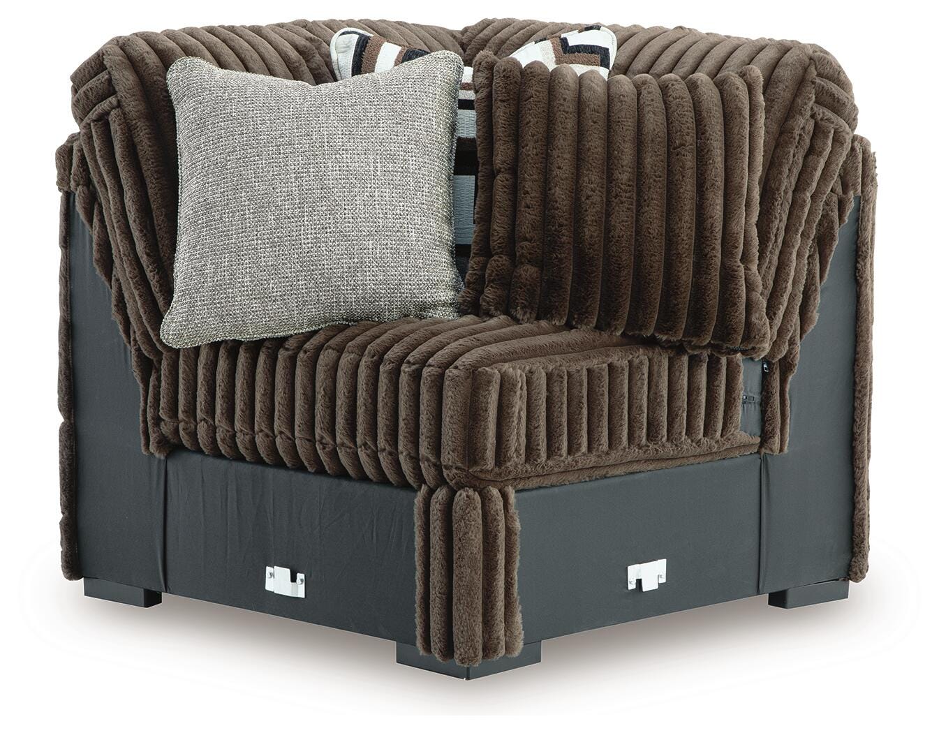 Midnight-Madness 4-Piece Sectional and Oversized Chair in Chocolate