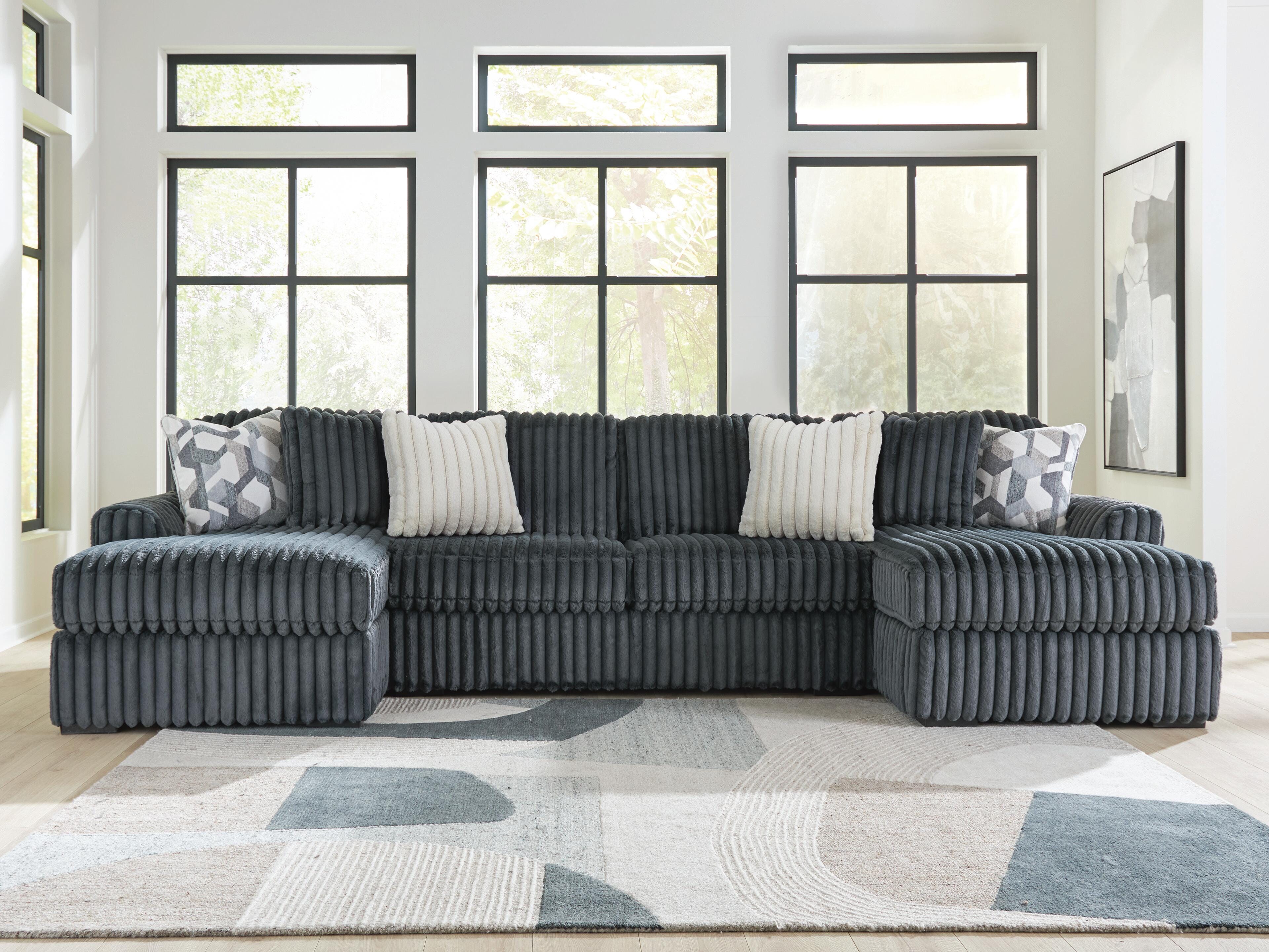 Midnight-Madness 3-Piece Double Chaise Sectional in Gunmetal