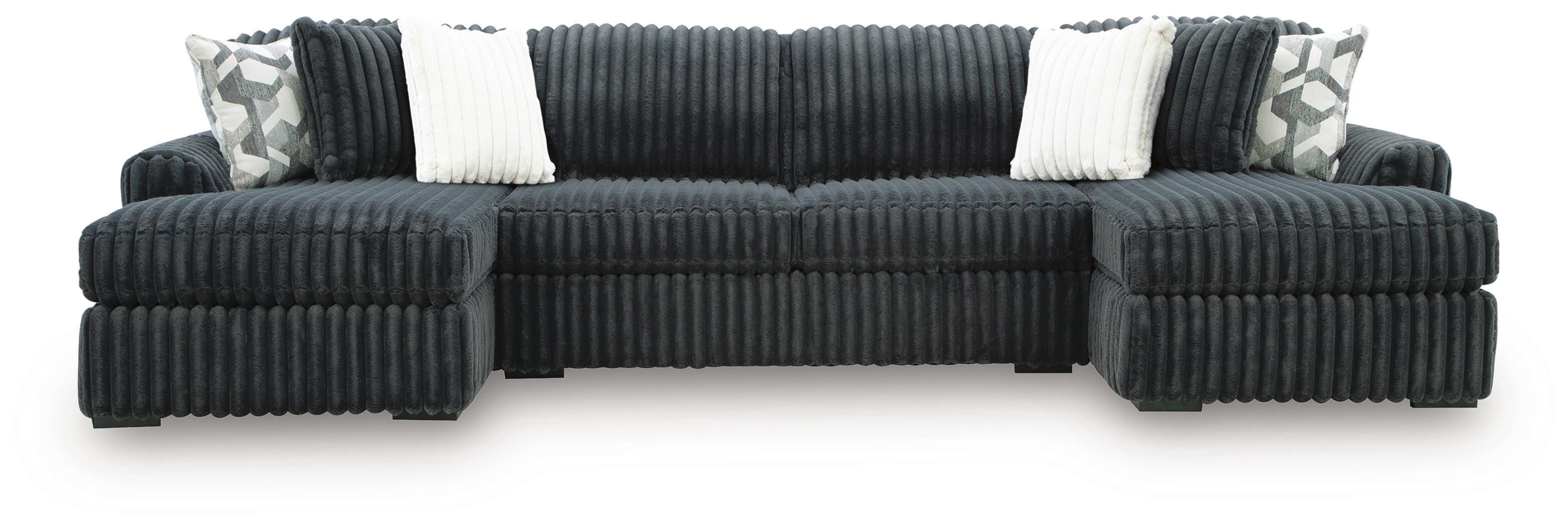 Midnight-Madness 3-Piece Double Chaise Sectional in Gunmetal