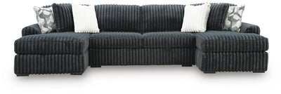 Midnight-Madness 3-Piece Double Chaise Sectional in Gunmetal