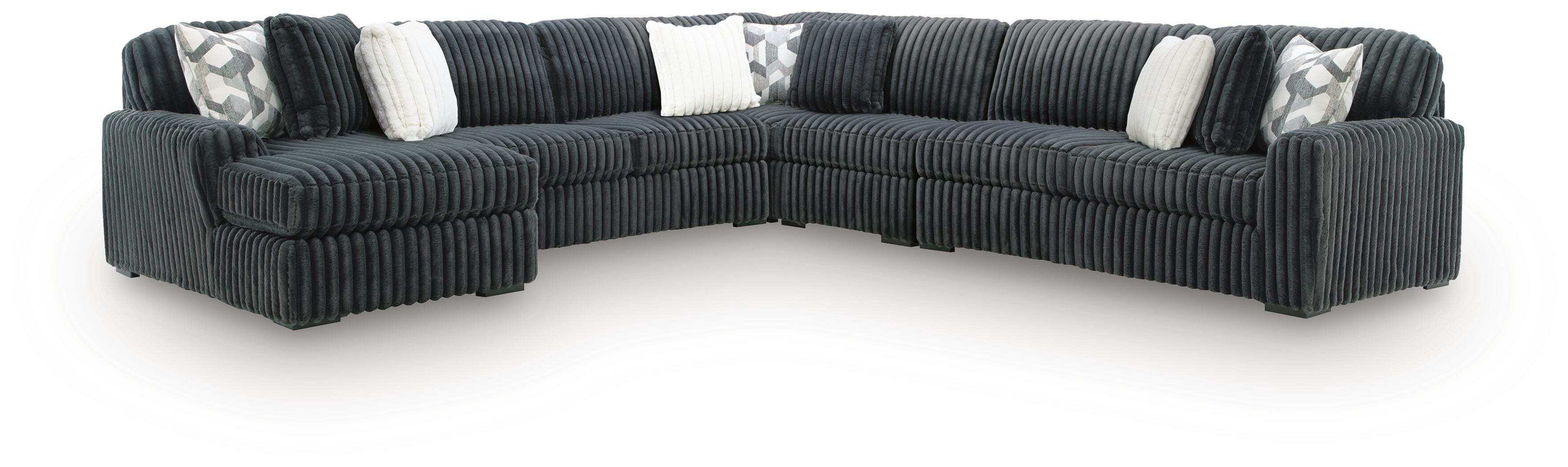 Midnight-Madness 5-Piece LAF Chaise Sectional in Gunmetal