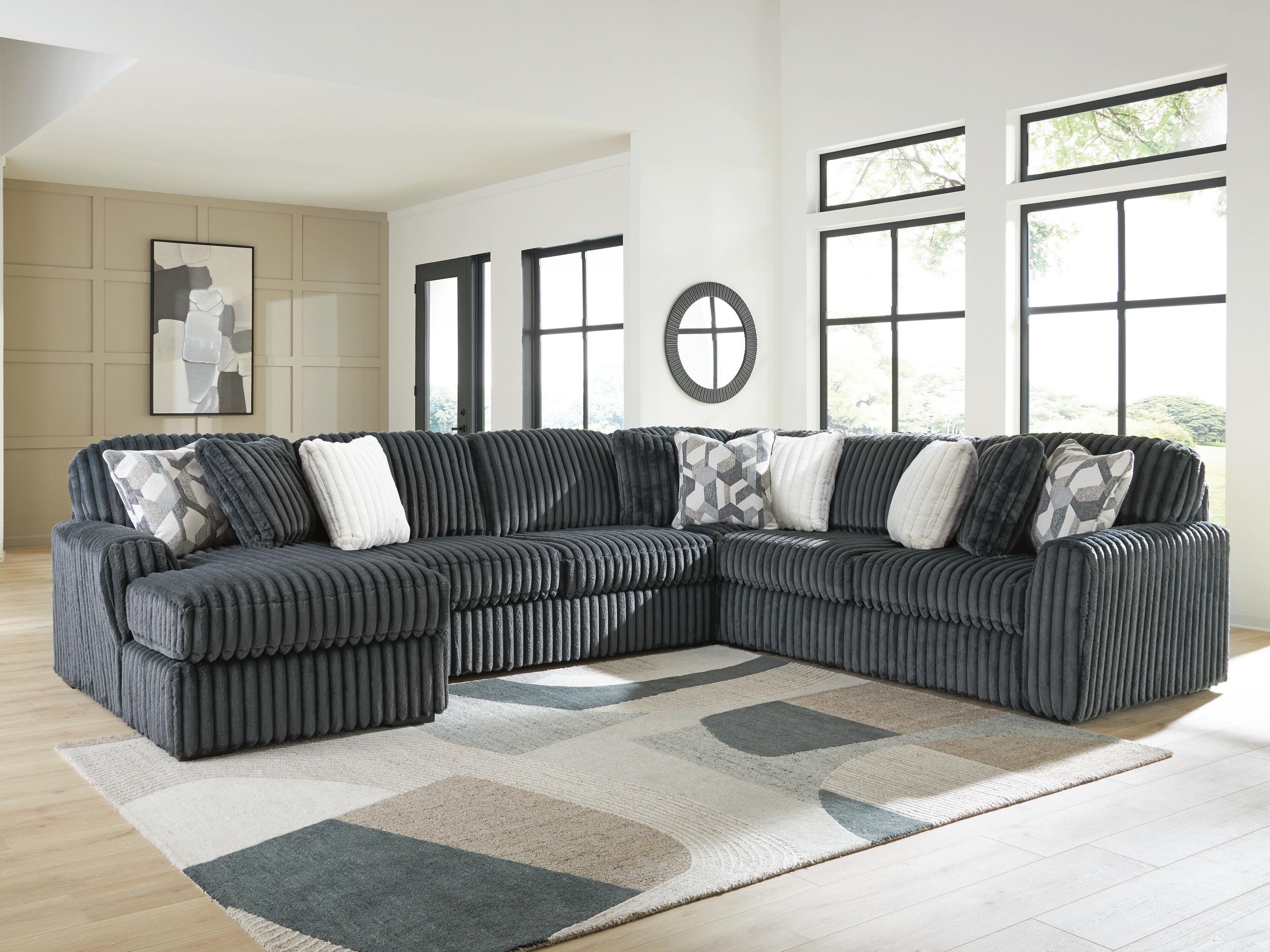 Midnight-Madness 4-Piece LAF Chaise Sectional in Gunmetal
