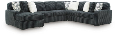 Midnight-Madness 4-Piece LAF Chaise Sectional in Gunmetal