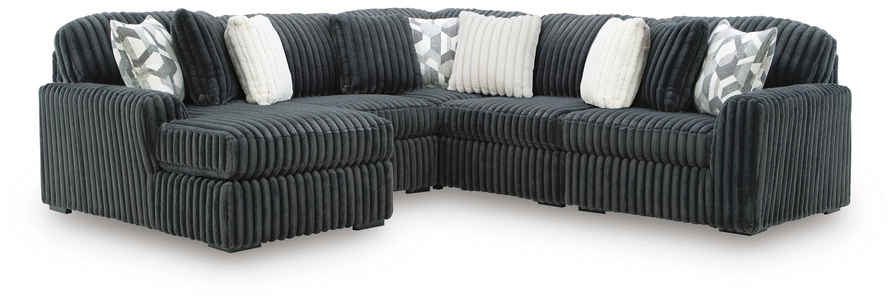 Midnight-Madness 5-Piece Sectional with LAF Chaise in Gunmetal