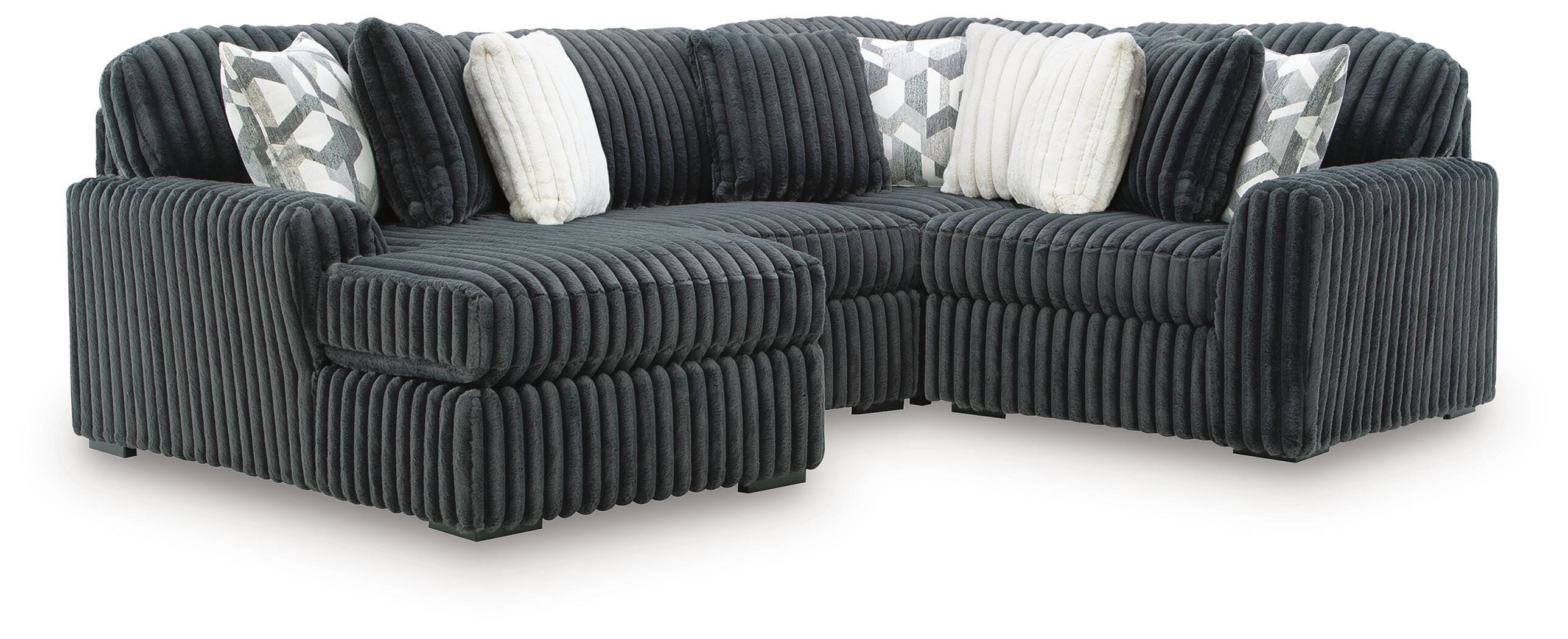 Midnight-Madness 4-Piece Sectional with LAF Chaise in Gunmetal