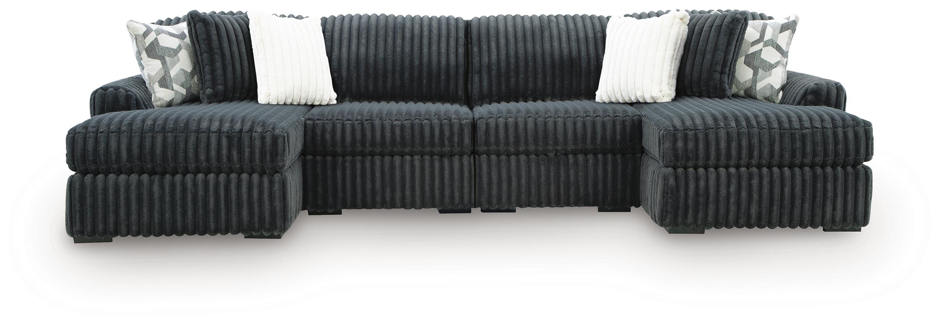 Midnight-Madness 4-Piece Double Chaise Sectional in Gunmetal