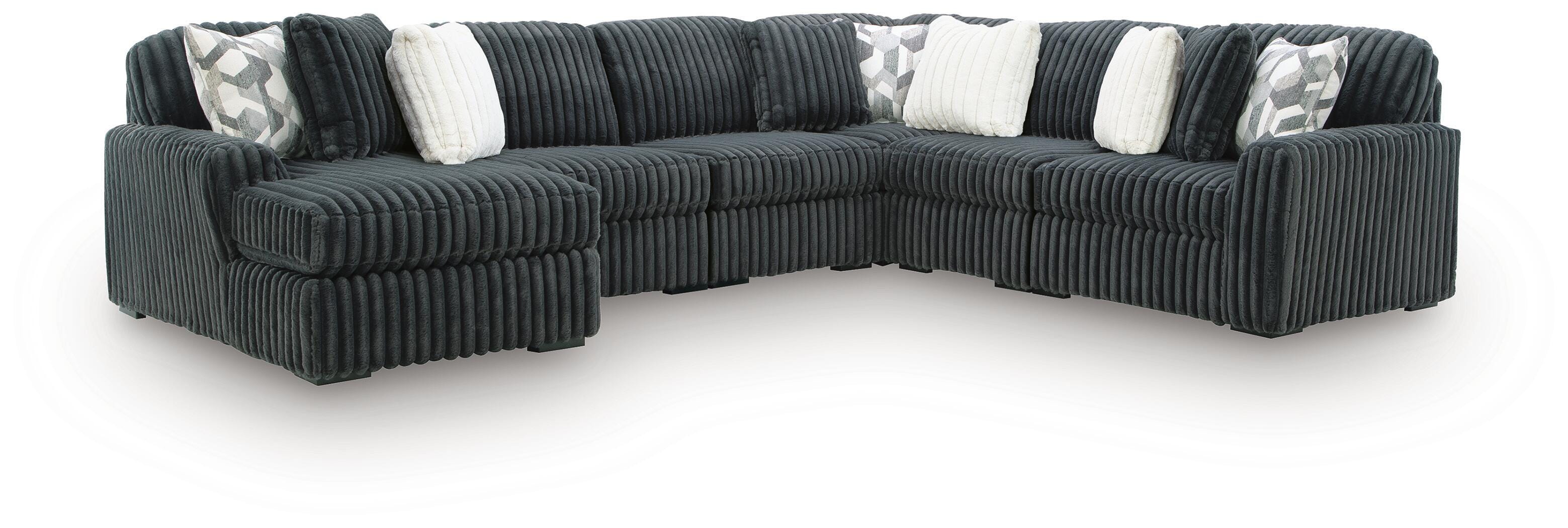 Midnight-Madness 6-Piece LAF Chaise Sectional in Gunmetal