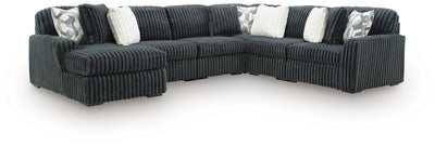 Midnight-Madness 6-Piece LAF Chaise Sectional in Gunmetal