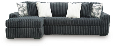 Midnight-Madness 2-Piece Sectional RAF Sofa Chaise in Gunmetal