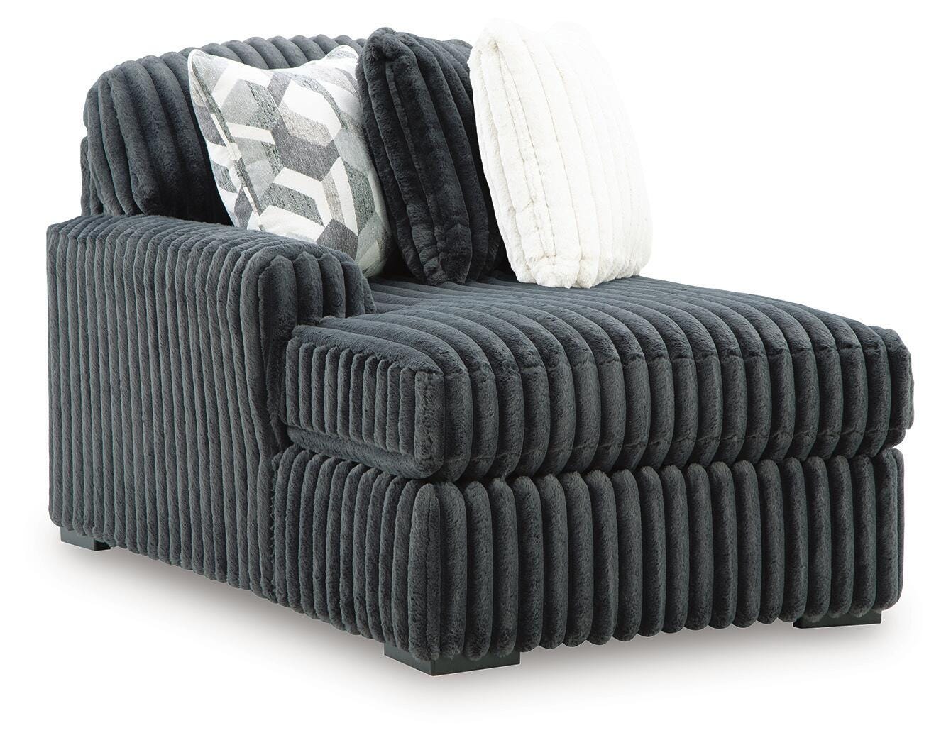 Midnight-Madness 3-Piece Sectional with Double Chaise in Gunmetal
