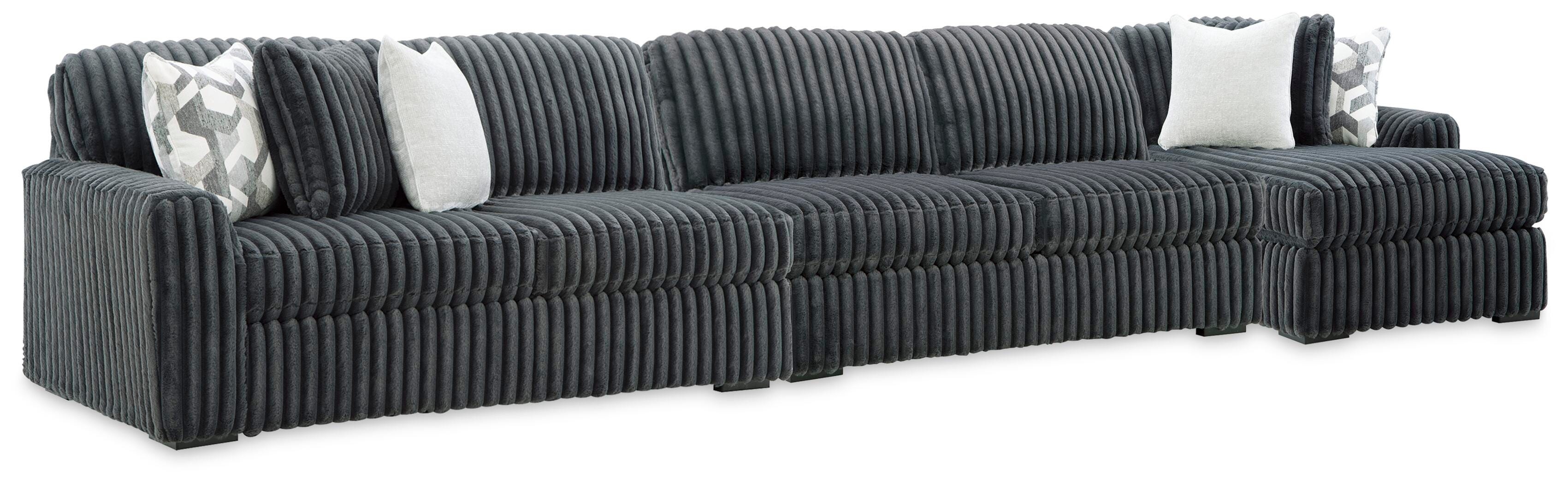 Midnight-Madness 3-Piece Sectional with Chaise in Gunmetal