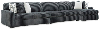 Midnight-Madness 3-Piece Sectional with Chaise in Gunmetal