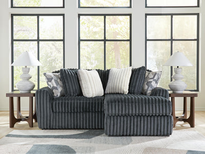 Midnight-Madness 2-Piece RAF Chaise Sectional in Gunmetal