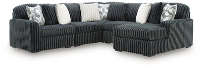 Midnight-Madness 5-Piece Sectional with RAF Chaise in Gunmetal