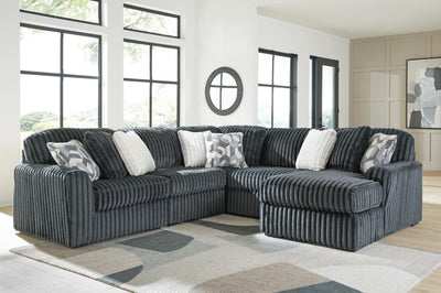 Midnight-Madness 5-Piece Sectional with RAF Chaise in Gunmetal