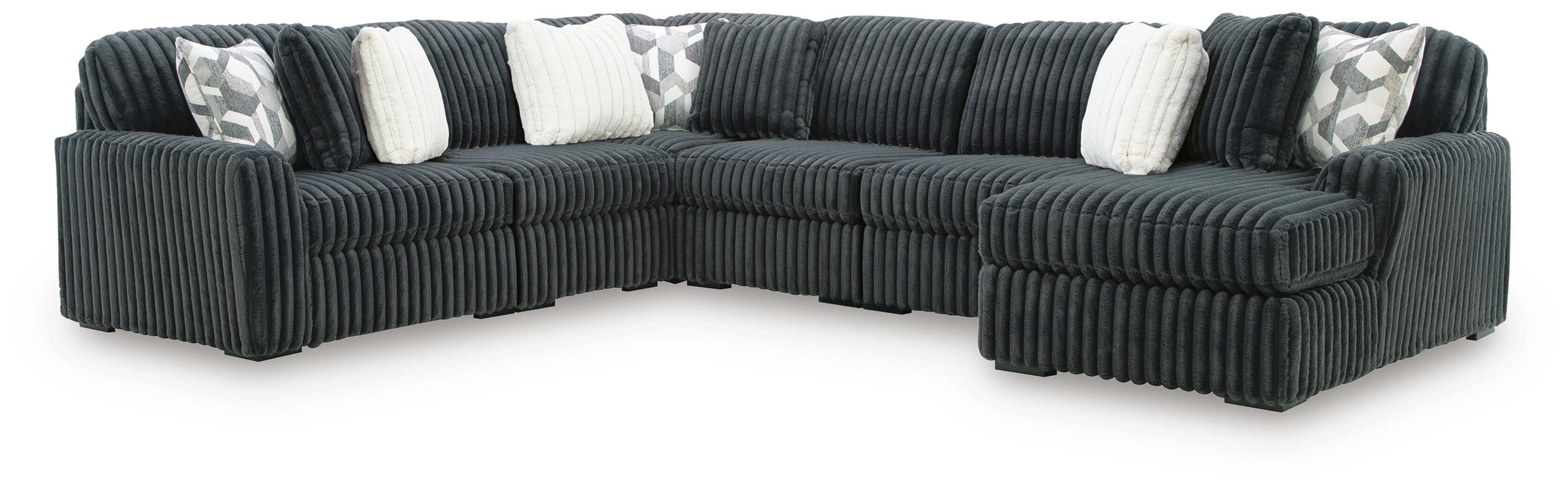 Midnight-Madness 6-Piece RAF Chaise Sectional in Gunmetal