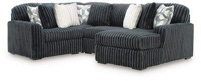 Midnight-Madness 4-Piece Sectional with RAF Chaise in Gunmetal