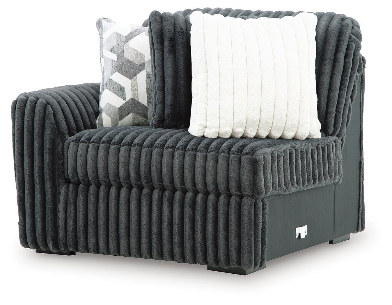 Midnight-Madness 5-Piece Sectional with RAF Chaise in Gunmetal
